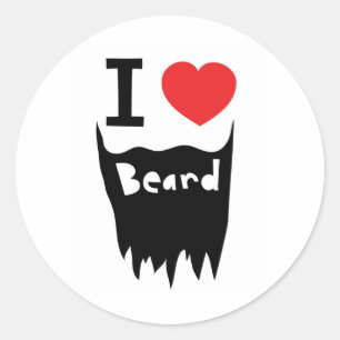 I love beard classic round sticker