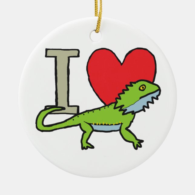 I Love Bearded Dragons Ceramic Ornament (Front)
