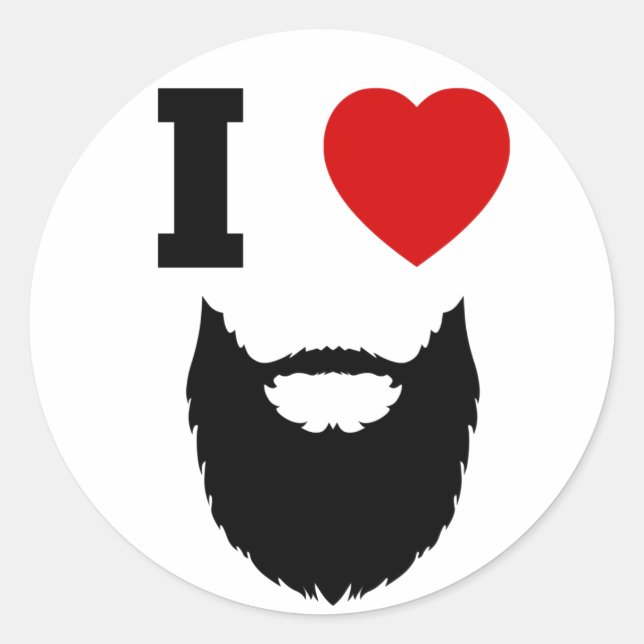 I Love Beards Classic Round Sticker (Front)