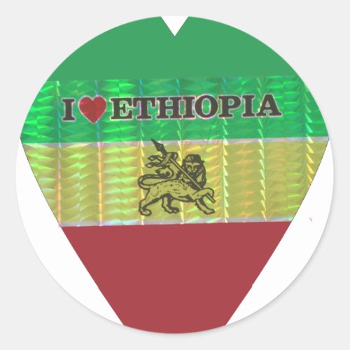 I love Beautiful Ethiopia National Flag Color Art Classic Round Sticker