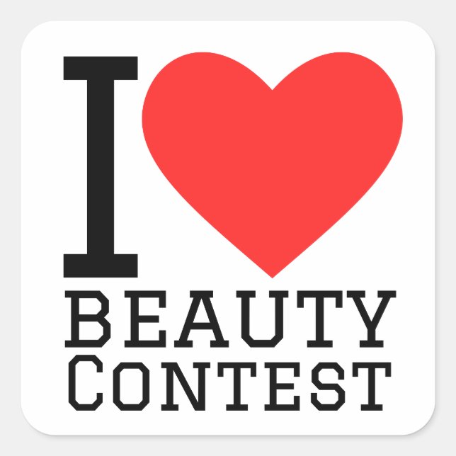 I love beauty contest  square sticker (Front)