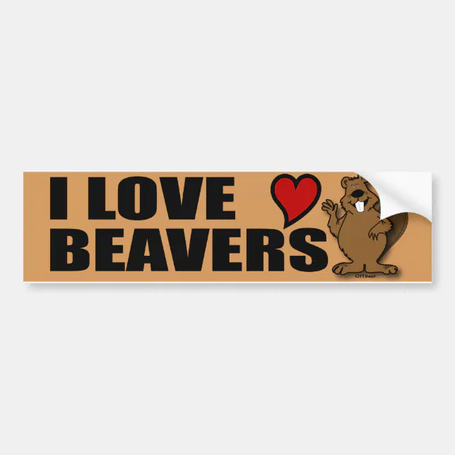 I Love Beavers Bumper Sticker | Zazzle