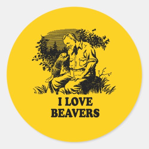 I Love Beavers Classic Round Sticker