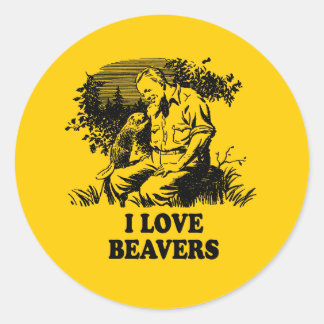 I Love Beavers Classic Round Sticker