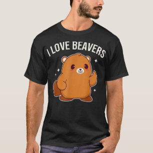 I Love Beavers Cute Beaver Graphic  T-Shirt