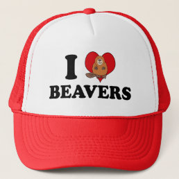 I Love Beavers Funny Trucker Hat