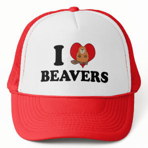I Love Beavers Funny Trucker Hat