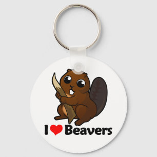 I Love Beavers Keychain