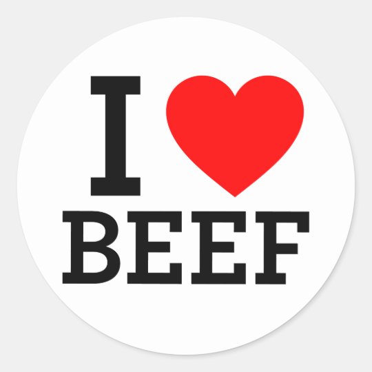 I Love Beef Classic Round Sticker | Zazzle.com