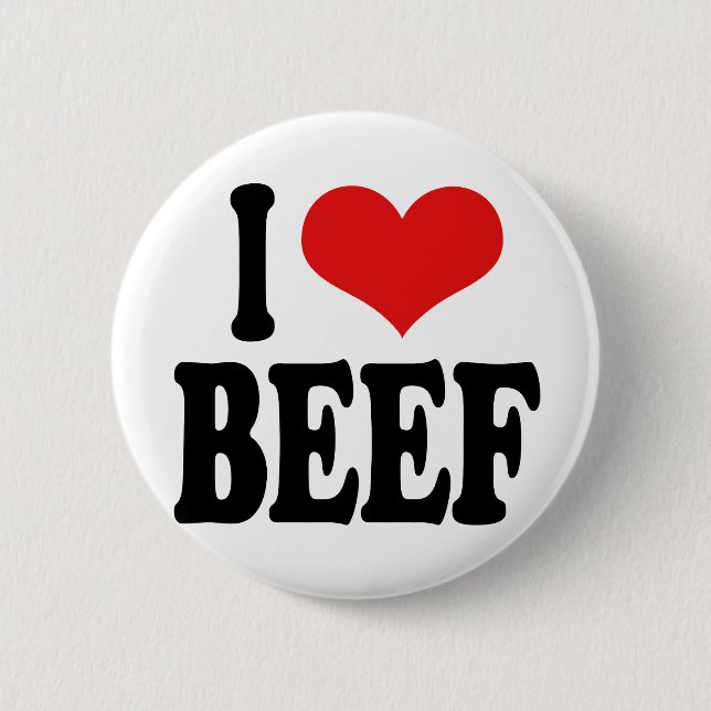 I Love Beef Pinback Button (Front)