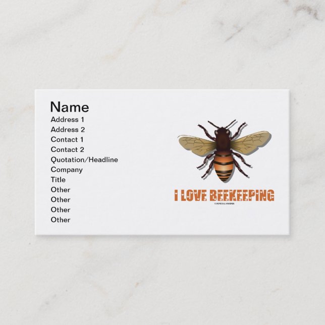 I Love Beekeeping (Bee) Business Card (Front)