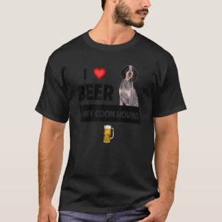 I Love Beer And My Coonhound Mom Dad Hunting Dog D T-Shirt