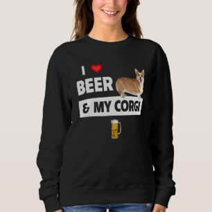 I Love Beer And My Corgi Mom Dad Pembroke Cardigan Sweatshirt