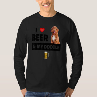 I Love Beer And My Golden Doodle Mom Dad Dog Owner T-Shirt