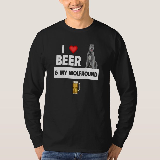 I Love Beer and My Irish Wolfhound Dog Mom Dad Dri T-Shirt (Front)