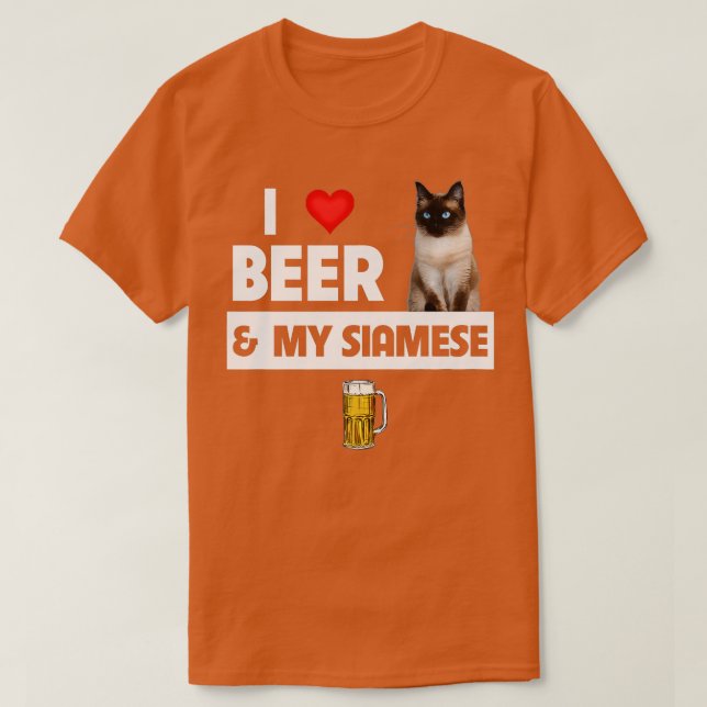 I Love Beer and My Siamese Cat Lover Kitten Drinki T-Shirt (Design Front)