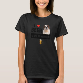 I Love Beer And My St Bernard Mom Dad Dog Rescue D T-Shirt