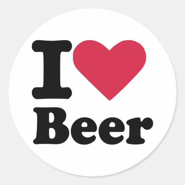 I love beer classic round sticker (Front)