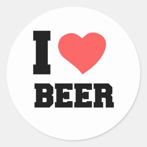 I LOVE BEER CLASSIC ROUND STICKER