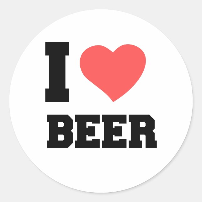 I LOVE BEER CLASSIC ROUND STICKER (Front)
