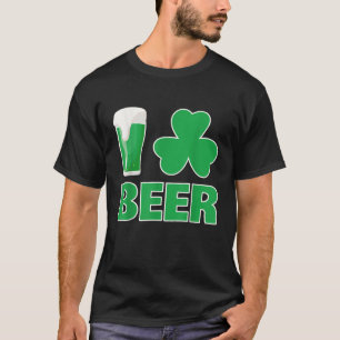 I Love Beer Funny Shamrock St Pattys Day Drinking  T-Shirt