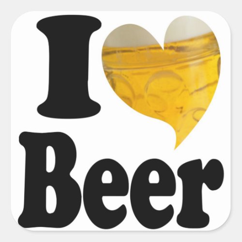 I Love Beer Heart Square Sticker