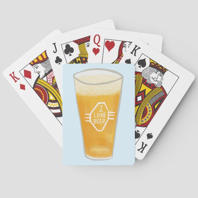 I LOVE BEER Illustrated Poker Cards (Back)