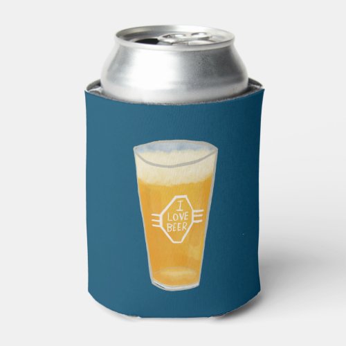 I LOVE BEER illustration CUSTOMIZE IT Can Cooler