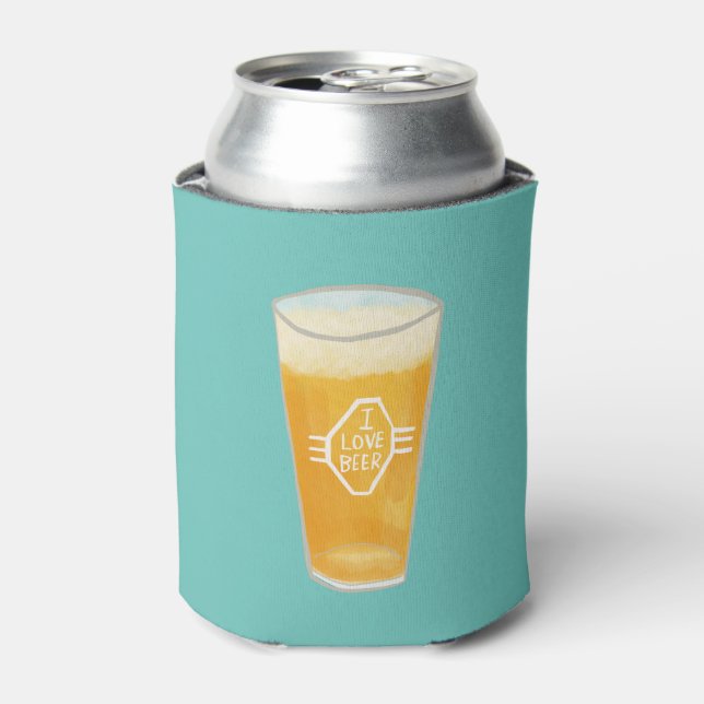 I LOVE BEER illustration CUSTOMIZE IT Can Cooler (Can Front)