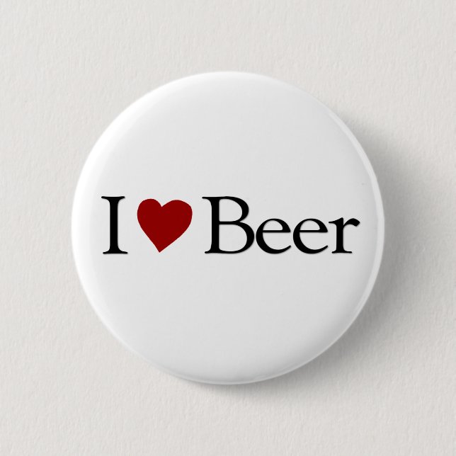 I Love Beer Pinback Button (Front)