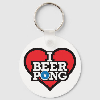 I Love Beer Pong - Red Keychain