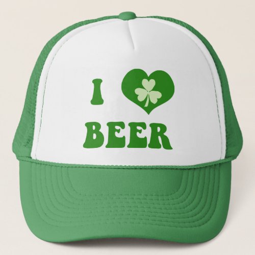 I Love Beer Retro Irish Trucker Hat Cap