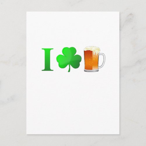 I Love Beer Saint Patricks Day Postcard