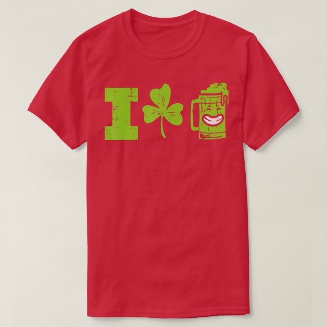 I Love Beer Shamrock St Patricks Day Drinking Men  T-Shirt (Design Front)