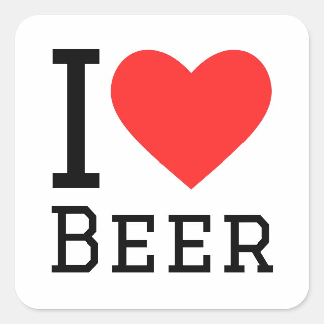 I love beer square sticker (Front)