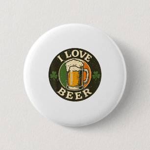 I Love Beer St Patrick Day Drinking Irieam Ireland Button
