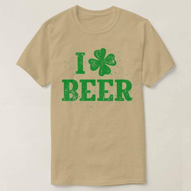 I Love Beer St Patricks Day Irish Men Women Shamro T-Shirt (Design Front)