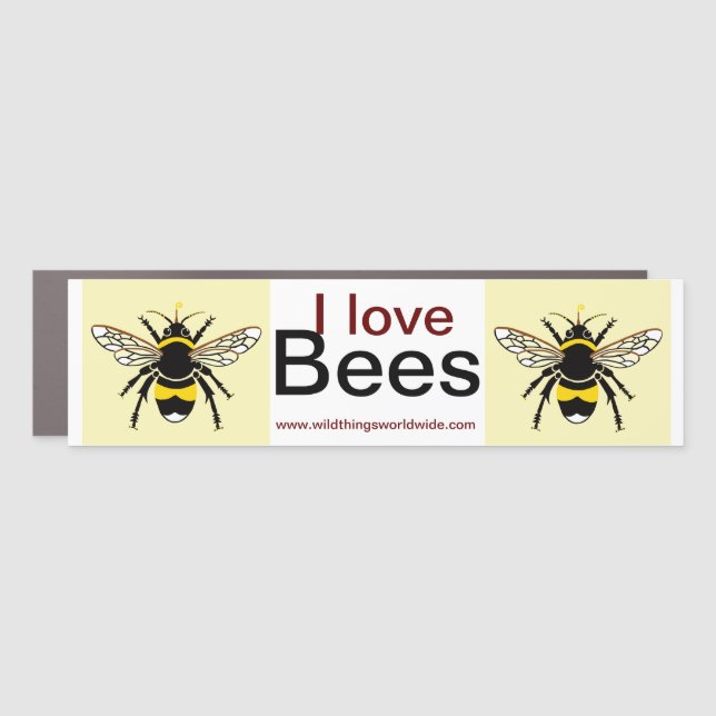 I love BEES -  Endangered -Wildlife - Nature - Car Magnet (Front)