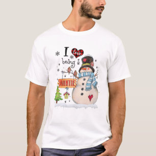 I Love Being A Auntie Snowman Christmas Funny Xmas T-Shirt