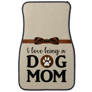 I Love Being a Dog Mom Beige w/Bow 4-piece Car Floor Mat