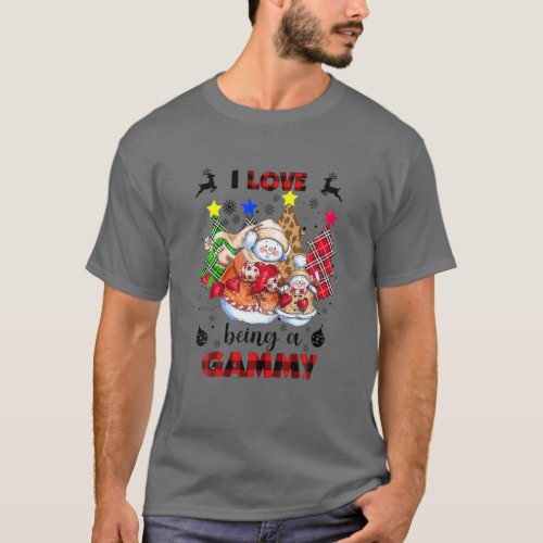 I Love Being A Gammy Snowman Christmas Pine Tree R T_Shirt