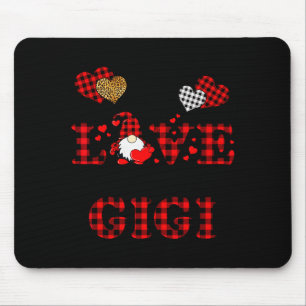 I Love Being A Gigi Gnomes Red Plaid Heart Valenti Mouse Pad