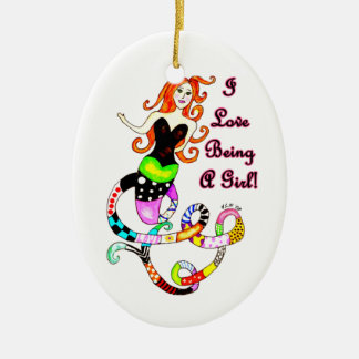 "I Love Being A Girl" Mermaid Ceramic Ornament