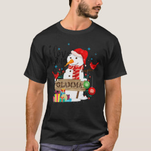 I Love Being A Glamma Snowman Santa Hat Matching F T-Shirt