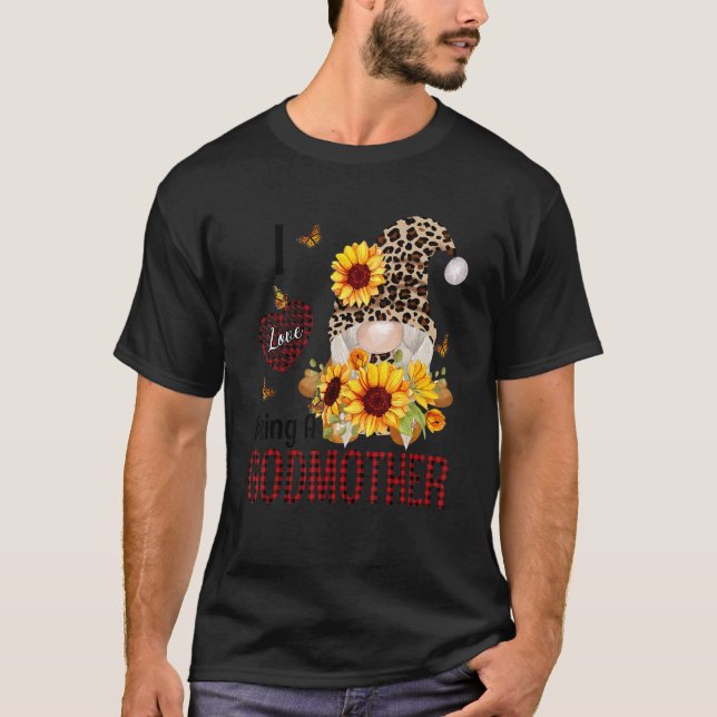 I Love Being A Godmother Fall Gnome Autumn Thanksg T-Shirt (Front)