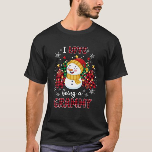 I Love Being A Grammy Snowman Christmas Tree Xmas T_Shirt