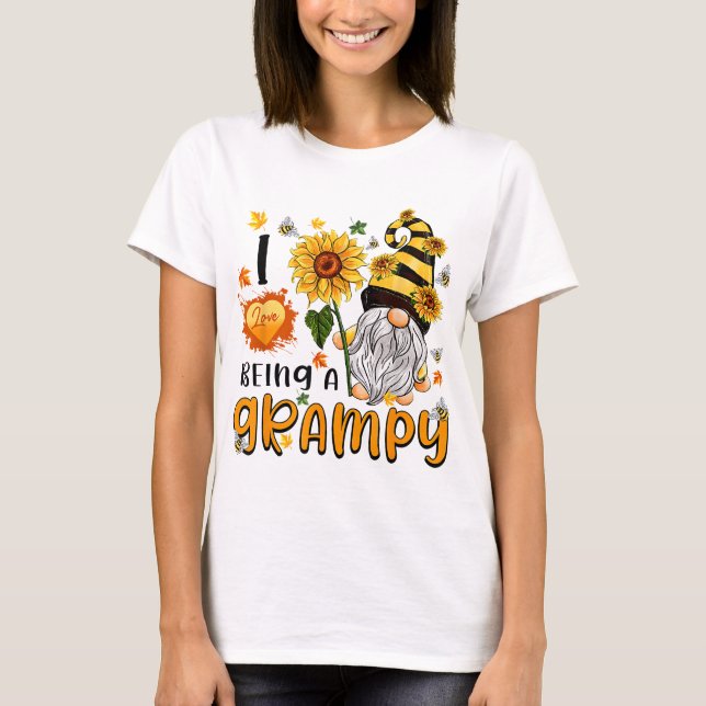 I Love Being A Grampy Fall Cute Gnome Autumn Thank T-Shirt (Front)