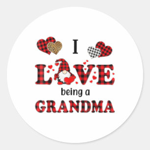 I Love Being A Grandma Gnome Matching Family Valen Classic Round Sticker