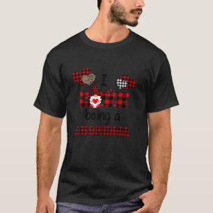 I Love Being A Grandma Gnome Red Plaid Christmas V T-Shirt