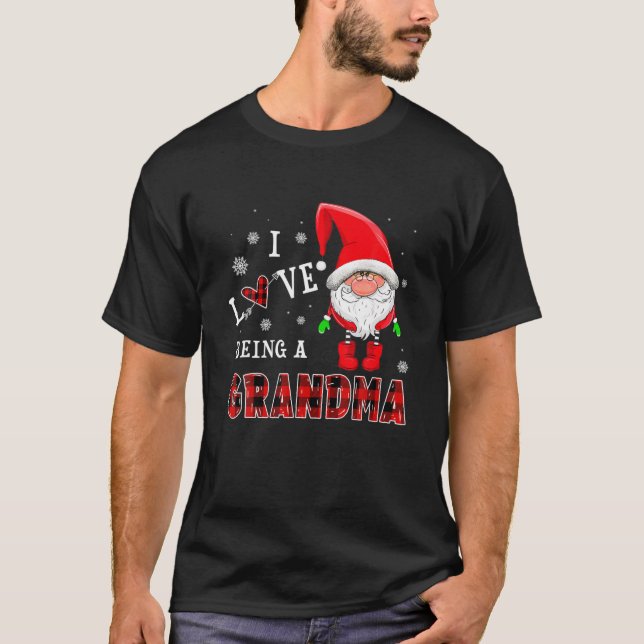 I Love Being A Grandma Gnomes Funny Family Pajamas T-Shirt (Front)
